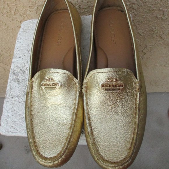 Coach Shoes Coach Mary Lock Up Gold Loafersdriving Shoes Coach Shoes Coach Mary Lock Up Gold Loafersdriving Shoes